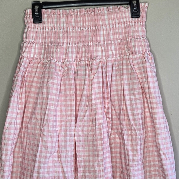 Elizabeth Wilson Pink Gingham Maxi Skirt & Crop Top Set Size XS Country Summer - Picture 7 of 10